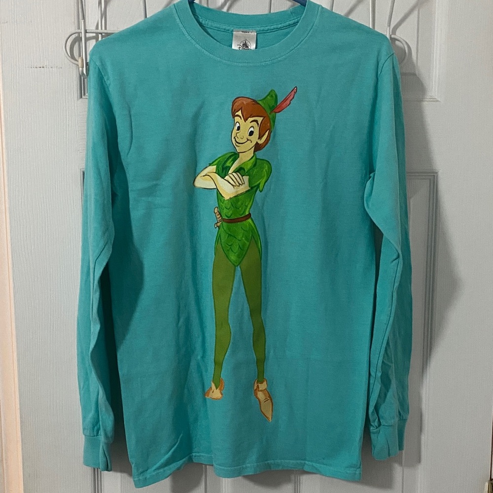 Disney Parks Teal Peter Pan Long-Sleeve Tee S ptp abt 18 length abt 26.5 cotton